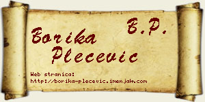 Borika Plećević vizit kartica